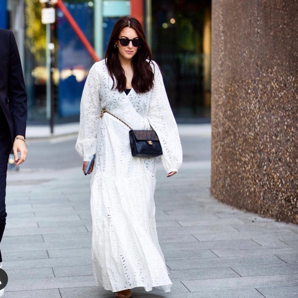 🦋 Matin Studio White Eyelet Maxi Wrap 100% Cotton Dress